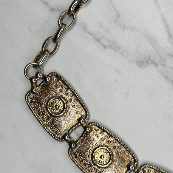 Chunky Concho Gold Silver Tone Chain Belt One Size (OS) ✨ - Picture 7 of 11